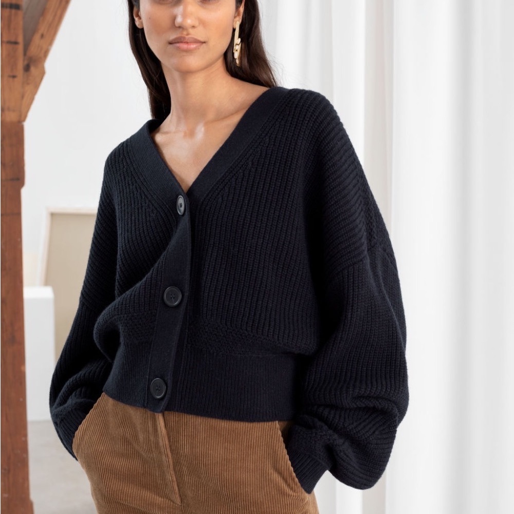 & Other Stories Balloon Sleeve Cropped Cardigan